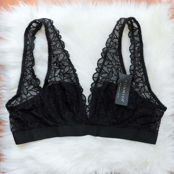 Youmita Other - 2/$12 Black Floral Lace Bralette NWT